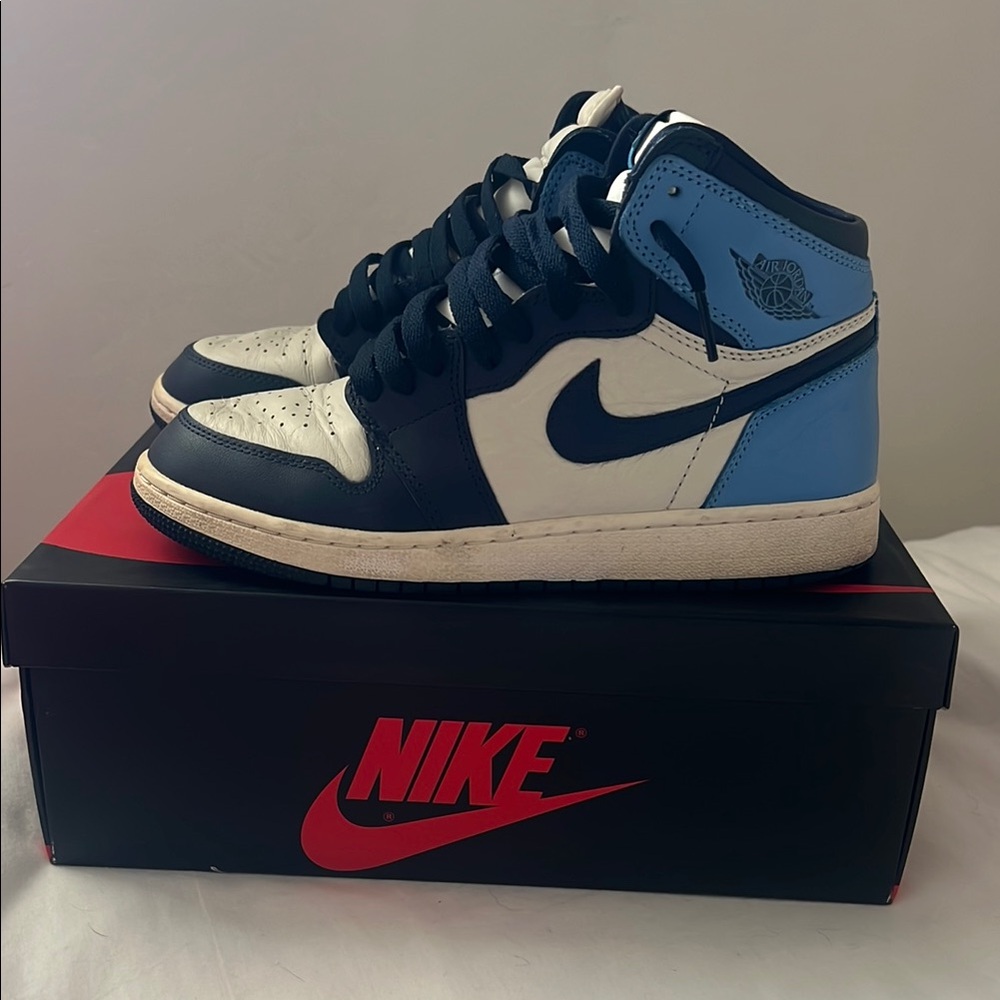 Nike Air Jordan 1 Mid Blue Black White Sneakers